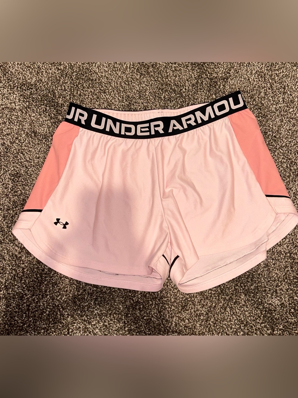 Under Armour Light Pink Athletic Shorts with Black Waistband